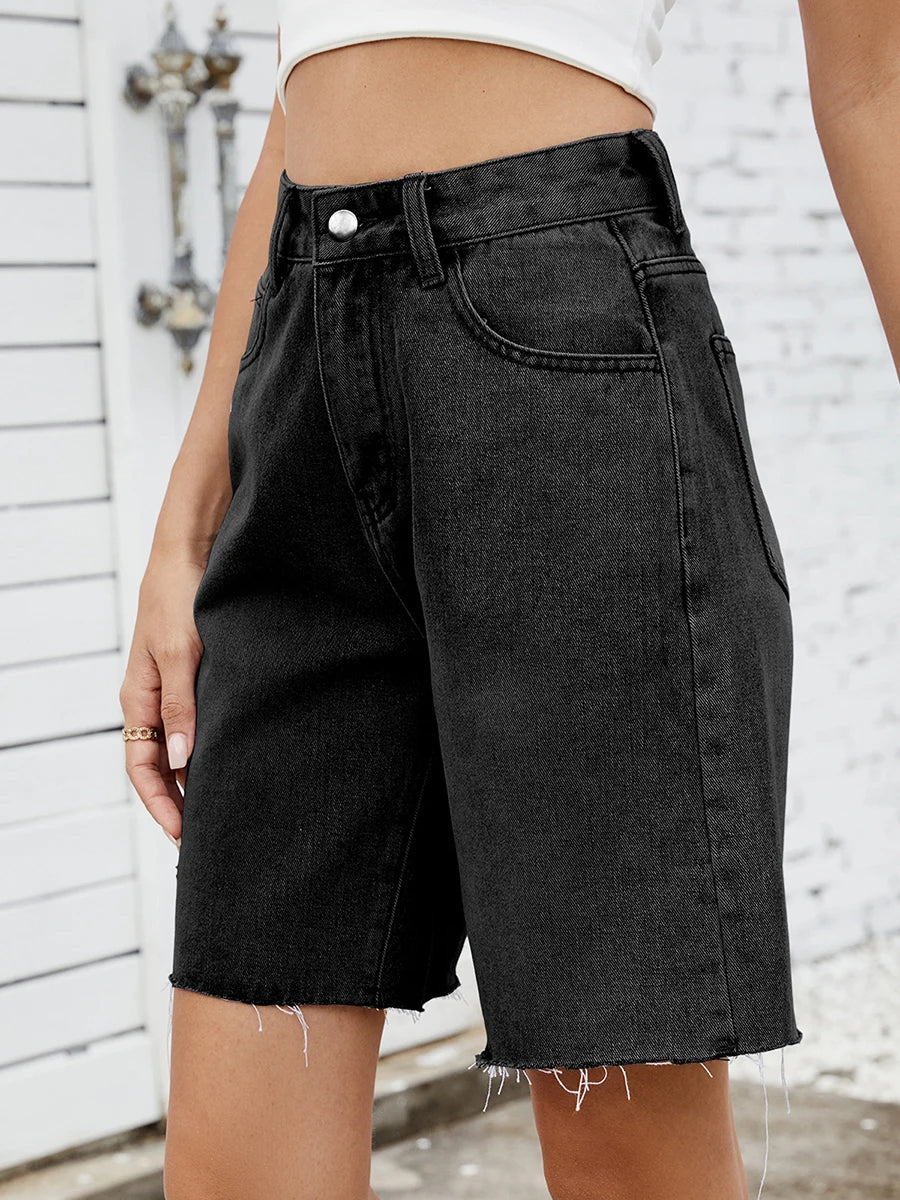 Distressed Frayed Hem Shorts